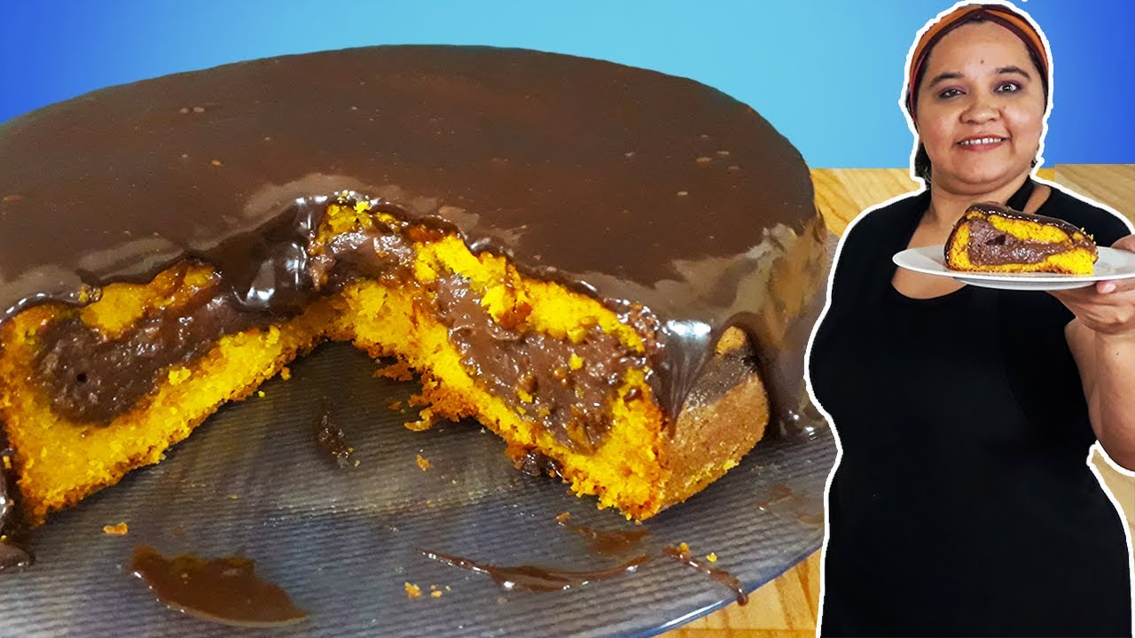 Bolo de Cenoura que já Sai RECHEADO do FORNO (Cobertura Especial ) de Chocolate !