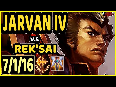 SKEANZ (JARVAN IV) vs REK'SAI - 7/1/16 KDA JUNGLE CHALLENGER GAMEPLAY - EUW
