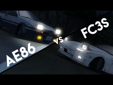 Initial D Legend AE86 vs FC3S (Eurobeat & English DUB!) 1080p 60FPS