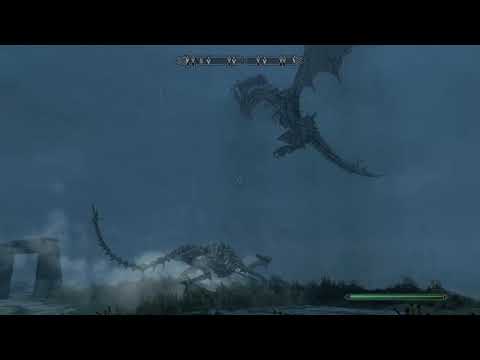 Skyrim: Random encounter Alduin reviving a Dragon