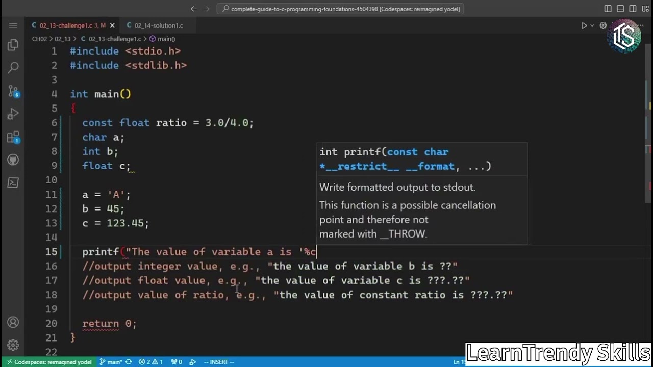 ✅ Chapter Solution: Adding Variables and Constants in C | Step-by-Step Explanation