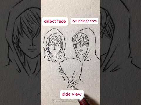 3 ways to draw anime guy wearing hoodie #howtodraw #tutorialdrawing #drawing #drawsoeasyanime