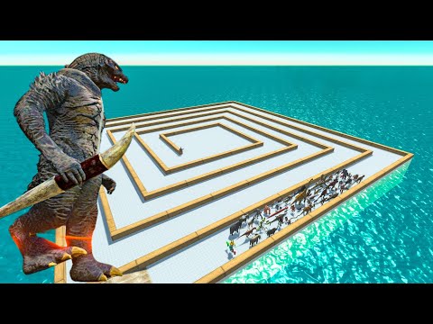 Escape From Godzilla Human Kazarog - Last Survivor - Swirl Course | Animal Revolt Battle Simulator