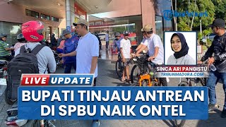 Bupati Hamid Naik Sepeda Ontel Tinjau Antrean SPBU Bondowoso