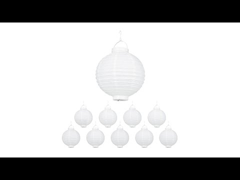 Lampions LED blanc set de 10 Blanc - Papier - Matière plastique - 20 x 25 x 20 cm