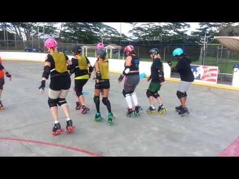 Toe Stop Walking Roller Skating Skills Training During Roller Derby Boot Camp With New Recruits