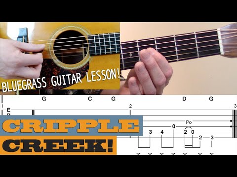 BEGINNER Bluegrass Guitar Lesson! | "Cripple Creek" - Doc Watson Guitar