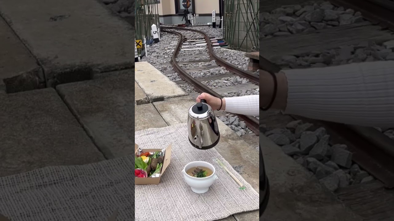 異軌間可動式平面交差の切替風景とランチタイムの様子