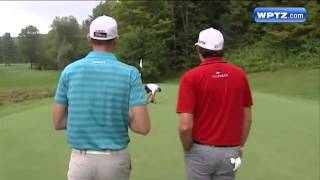 RAW VIDEO: Keegan Bradley hits amazing shot at charity golf tournament