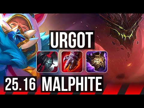 URGOT vs MALPHITE (TOP) | 7k comeback, 49k DMG, 700+ games | KR Master | 25.16