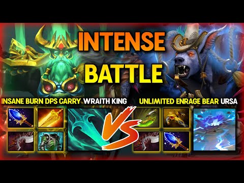 WHEN INSANE BURN DPS WRAITH KING FACING AGAINST UNLIMITED ENRAGE URSA MAKE THE BATTLE INTENSE | DOTA