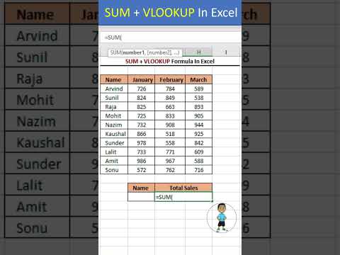 SUM + VLOOKUP Formula In Excel #excel #exceltips #shorts #exceltutorial #msexcel #microsoftexcel