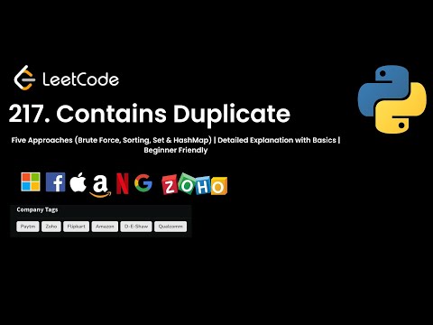 LeetCode 217: Contains Duplicate Solution 🚀 | 5 Easy approaches Explained | Interview Preparation