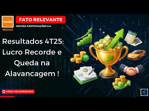 Thumbnail do vídeo: #MOVI3: MOVIDA SUPERA GUIDANCE 2025! Lucro Recorde e Menor Alavancagem em 5 Anos.