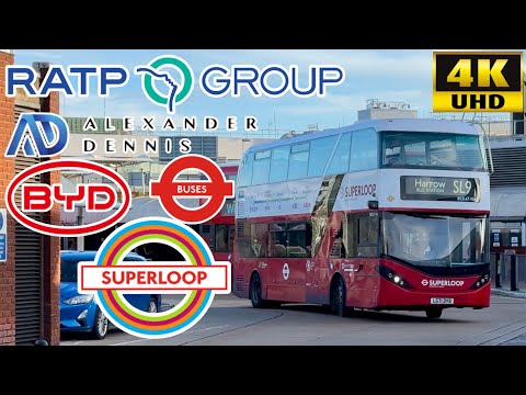 [London United: Super Loop SL9 Heathrow Airport to Harrow via Harlington] E400 City BYD Electric Bus