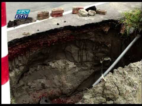টাঙ্গাইলে শেখ হাসিনা সেতুর এপ্রোচ সড়কের একাংশ ধসে পড়েছে
