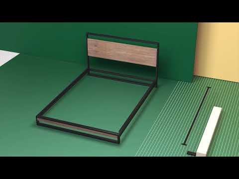 フレームのみ】スチールベッド ジヌス Suzanne ウッドヘッドボード付