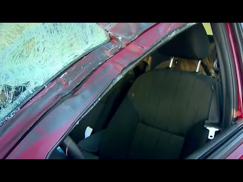 Driver's windshield struck by loose tire on I-696