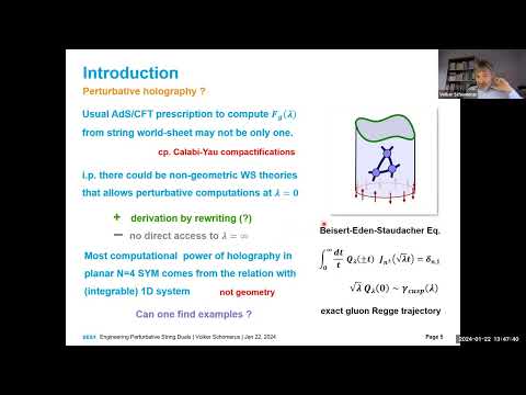 Volker Schomerus - Engineering Perturbative String Duals for Symmetric Product Orbifold CFT 01-22-24