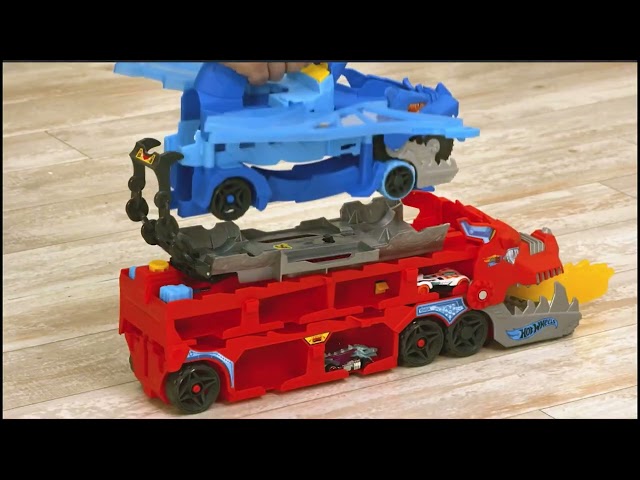 Vídeo relacionado con Hot Wheels City Dragón Mastica Coches, Transporte y lanzador para coches de juguete, incluye 1 vehículo die-cast (Mattel GTK42)