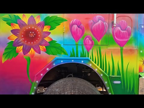 How to draw 3d 🌻🌷flower design for truck /3d design
