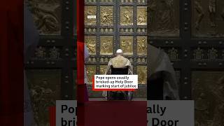 Marking the jubilee, the Pope opened a usually bricked-up Holy Door at St Peters Basilica. #BBCNews