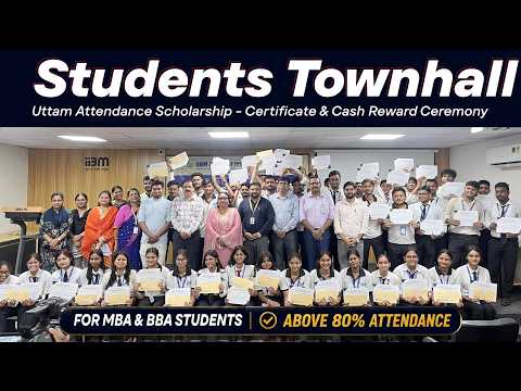 Uttam Attendance Scholarship Ceremony honoring IIBM MBA & BBA students with 80%+ attendance.