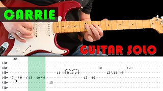 CARRIE - Guitar lesson - Guitar solo with tabs (fast &amp; slow) - Europe