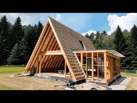 Couple Builds a Stunning A-Frame Cabin in the Forest  Start to Finish @Christine & Jesse