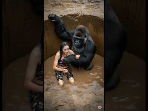Unbelievable Rescue ❤️ Gorilla Lifts Woman From Flood Pit!