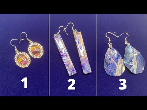 How to Make Acrylic Skins Earrings 3 Ways!~Fluid Art Jewelry Making