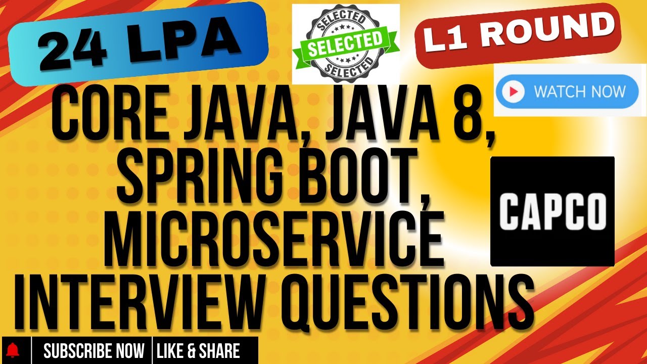 Core Java, Java 8, Spring Boot, Microservice, Docker Real Interview Questions | CAPCO #java