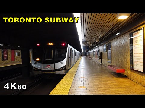 Viagem de metrô e transferência de estação pandêmica de Toronto - Dupont para Spadina [4K]