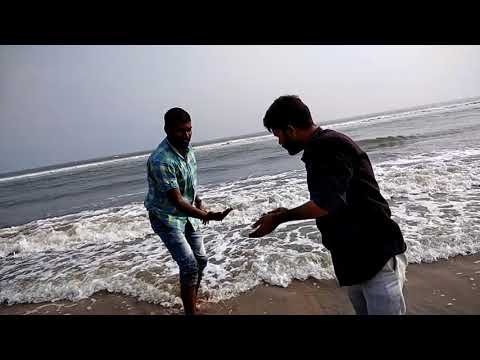 Friends with sathish enjoy Bay of bengal