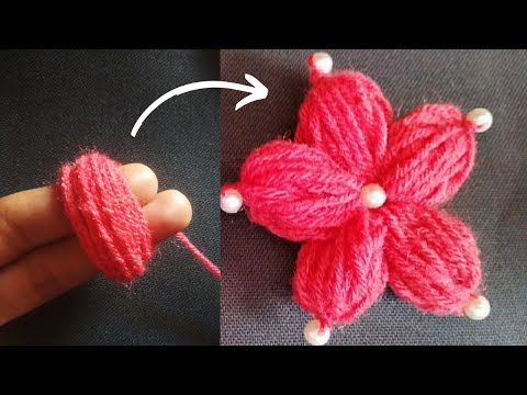 Amazing Woolen Flower Craft Ideas Using Finger | Woolen Craft | Hand Embroidery