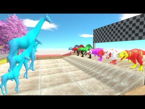 DC SUPERHEROES SPEED RACE CHAMPIONSHIP DINOSAURS DEATH RUN - Animal Revolt Battle Simulator