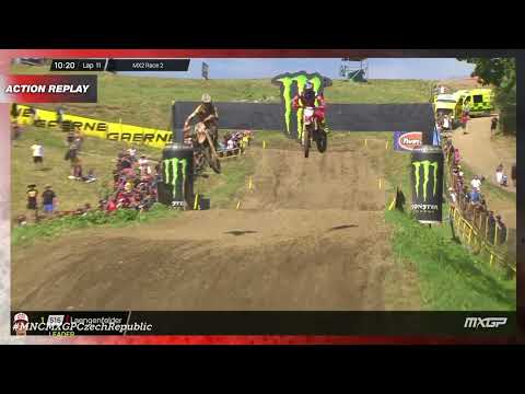 Battle for the lead between Adamo and Langenfelder | MX2 Race 2 | MXGP of Czech Republic 2023 #MXGP