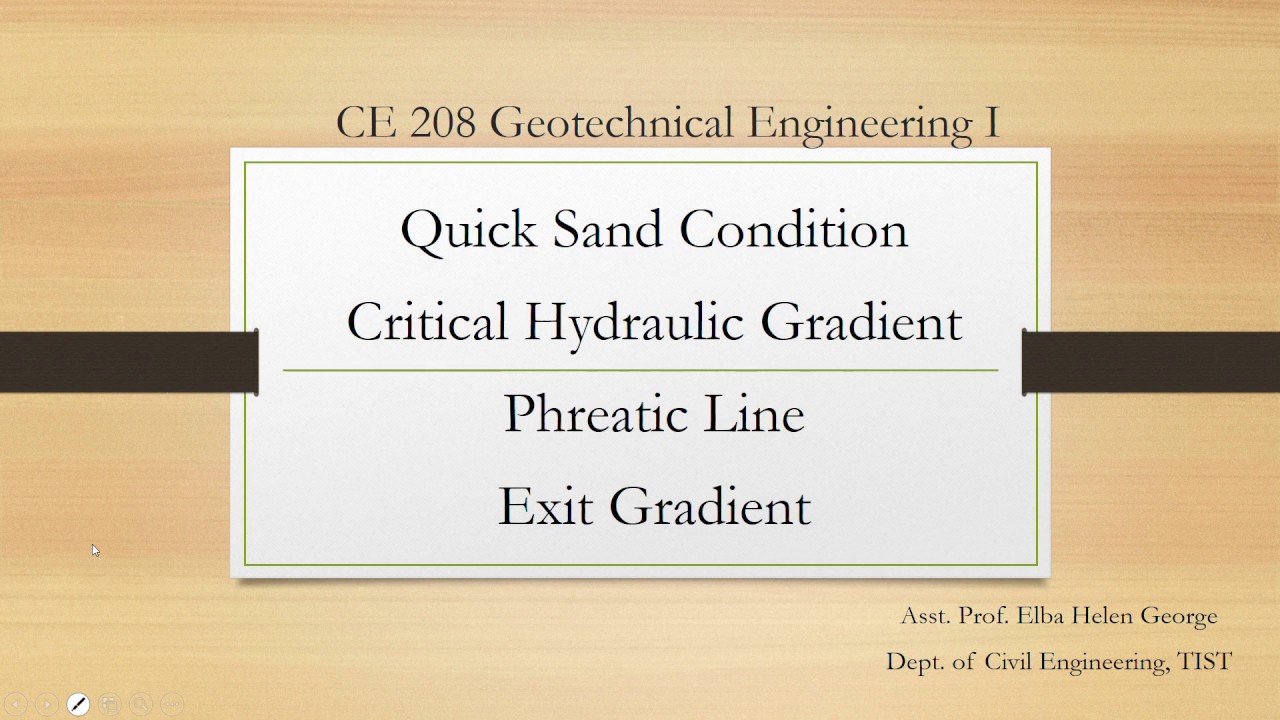 CE 208 Geotechnical Engineering I Module 3 - Quick Sand Condition, Critical Hydraulic Gradient