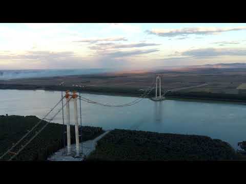 Suspended bridge on the Danube, Braila, Romania
