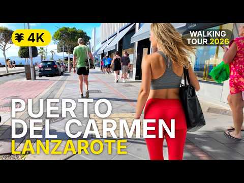 Puerto del Carmen 2026: Relaxing 4K Walking Tour Lanzarote Beaches & The Strip | No Talking POV