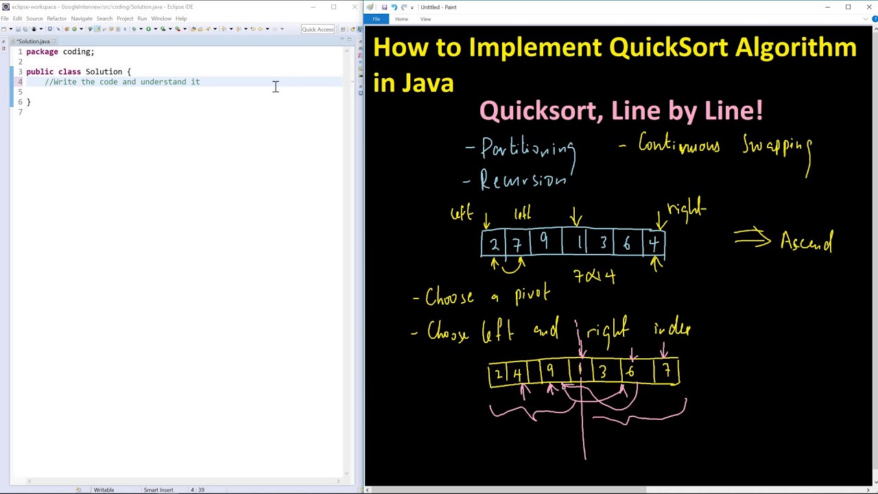 How to implement Quicksort Algorithm in Java Line by Line - Part 1