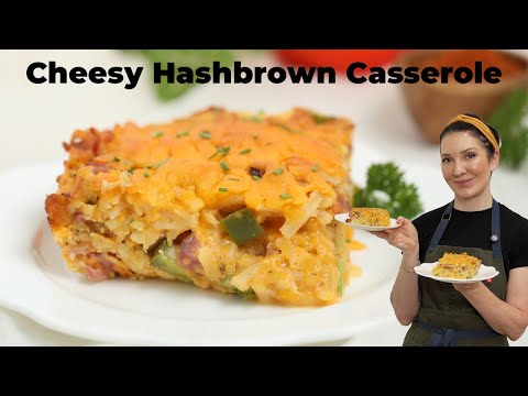 Easy breakfast casserole-Cheesy Ham Hash Brown Casserole #breakfast 