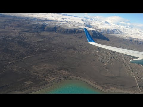 Decolagem do Aeroporto Internacional Armando Tola. Sobrevoo sobre El Calafate.