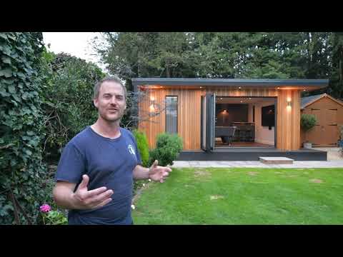Walkthrough of a 6m x 5m Man Cave Garden Room in Horsham with Pool Table, Bar and Feature Wall