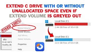 Download the video "How to Extend C Drive in Windows 10 & 11 with Unallocated Space Even if Extend Volume is Greyed Out"