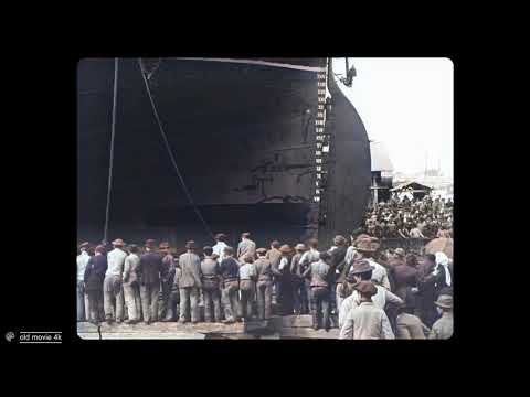 Launch of a ship (1896) by Louis Lumière.✅[Upscale 4к 50FPS]Colorized