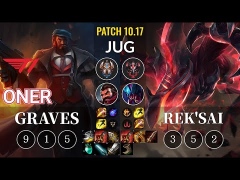 T1 Oner Graves vs Rek'Sai Jungle - KR Patch 10.17