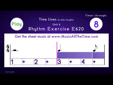 Dotted Quarter Notes in 4/4 - Exercise E620 Time Lines