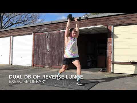 Dual Dumbbell Overhead Reverse Lunge - UNCLE MUSCLE Exercise Library
