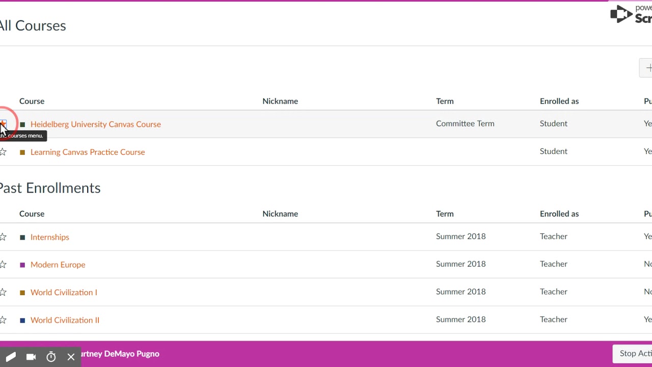 Removing Courses from your Dashboard on Canvas
